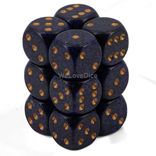 Chessex Speckled Golden Cobalt 16mm d6 Dice Block (12 Dice)