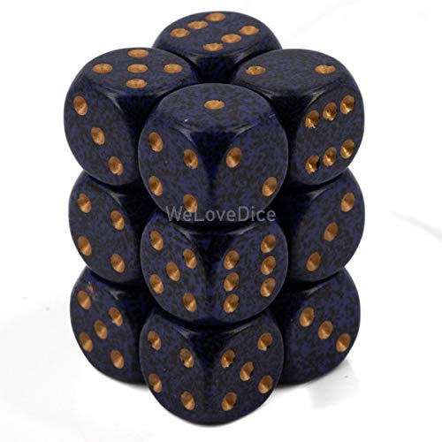 Chessex Speckled Golden Cobalt 16mm d6 Dice Block (12 Dice)