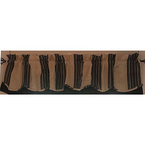 Home Collection by Raghu Farmhouse Stripe Natural-Black Fairfield Valance, Multi- Color