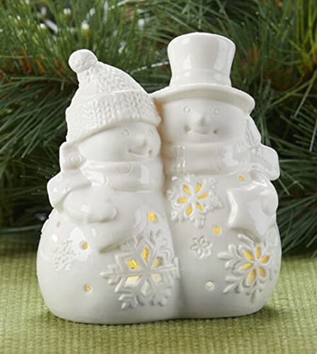 Delton LED Snow Couple, 4.7-inch Height, Porcelain, White