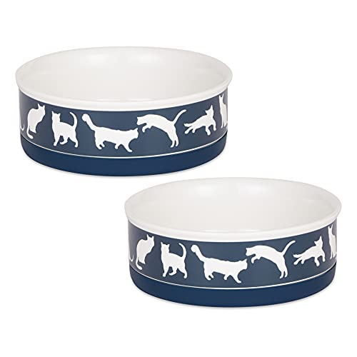 DII Design Bone Dry Ceramic Pet Silhouette Collection, Medium Set, 6x2, Navy, Cat&