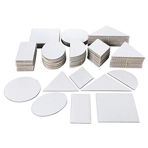 Hygloss Products Corrugated Geometric Shapes Ideal Arts and Crafts-Good for Home or Class-STEM Activity for Kids-Educational-Assorted-56 Pack, White