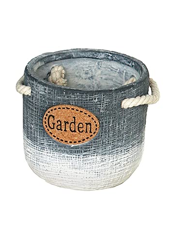 Great Finds GA023 Cement Garden Container with Rope Handles, 4-inch Height, Small, Two Tone