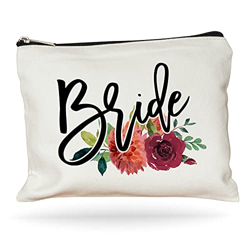Moonwake Designs Bride Makeup Bag, Bridal Shower Gift, Gift for Bride, Wedding Cosmetic Pouch, Fall Makeup Bag, Autumn Wedding Gift