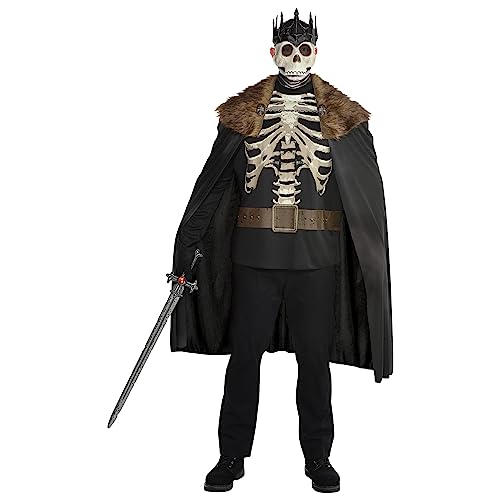 Amscan Party City Dark King Halloween Costume for Men, Plus Size, Includes Printed Shirt, Mask with Crown and Cape