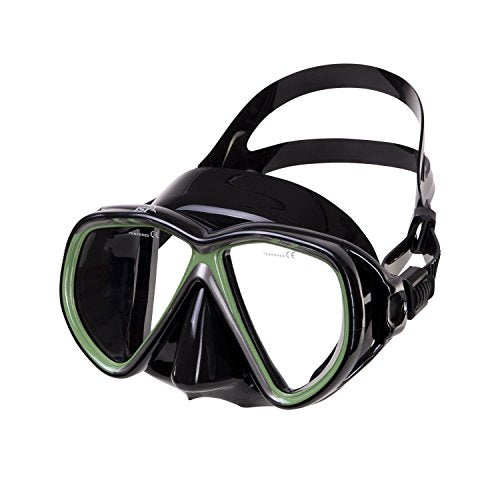 IST M75 Martinique Dual-Window Diving Snorkeling Mask (Black Silicone/Green)