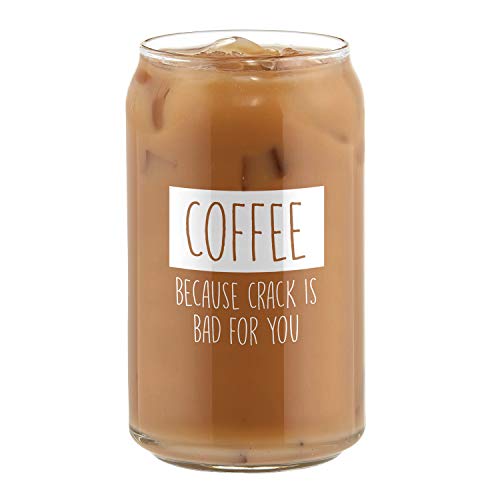 Creative Brands SB Design Studio F1420 SIPS Iced Can-Shaped Glass, 16-Ounce, Coffee, Because Crack is Bad for You