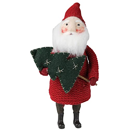 HomArt Santa with Tree Figurine, 11-inch Height, Felt