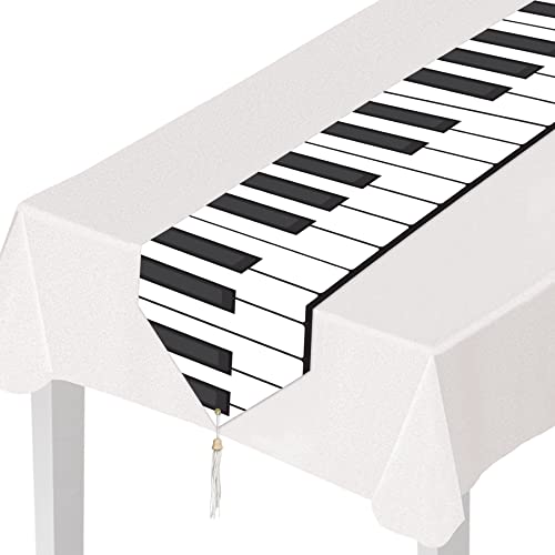 Beistle Printed Glossy Paper Piano Keyboard Table Runner Tableware for Music Theme Party Decorations Supplies, 11" x 6&