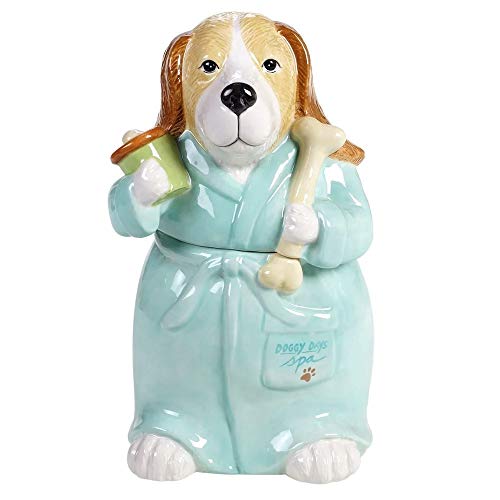 Certified International Beagle Dog 28268 Doggy Day Spa Bath Robe 3D Ceramic Cookie Treat Jar 9" H