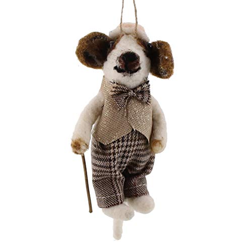 HomArt 9509-0 Boy Dog Ornament, 5-inch Height, Felt, Brown and White