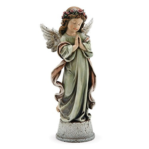 Napco Little Girl Praying Angel Muted Sage 4.5 x 14.5 Resin Musical Tabletop Figurine