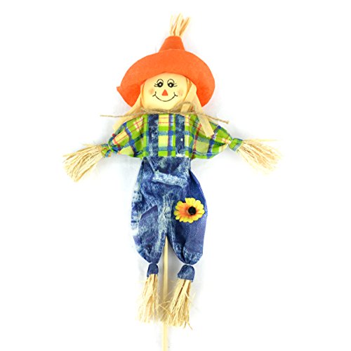 Midwest Design Imports Scarecrow on a Stick with Pants & Hat, 20inch, Blue and Orange