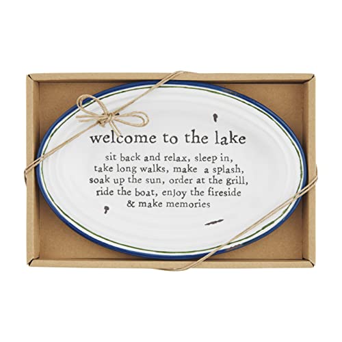 Mud Pie Boxed Lake Sentiment Plate, White, 5.5" x 8.25", Stoneware