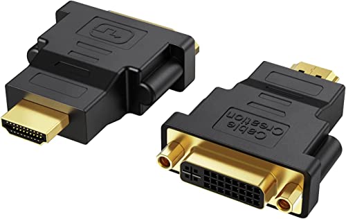 CableCreation HDMI to DVI Adapter, [2-Pack] Bi-Directional HDMI Male to DVI Female Converter, 1080P DVI to HDMI Conveter, 3D for PS3,PS4,TV Box,Blu-ray,Projector,HDTV,0.15M Black