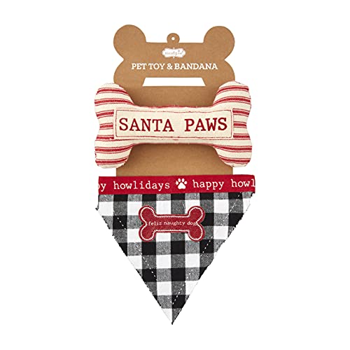 Mud Pie Feliz Naughty Dog Bandana And Toy Set, 18-inch