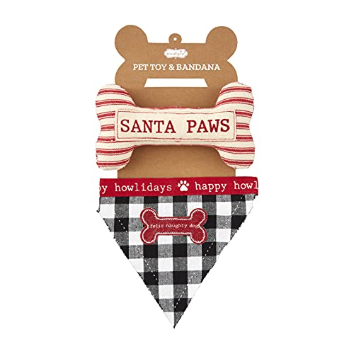 Mud Pie Feliz Naughty Dog Bandana And Toy Set, 18-inch