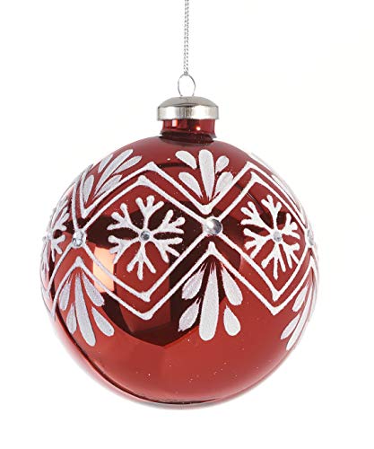 Giftcraft 666623 Glass Ball Ornament with Snowflake, 4-inch Diameter