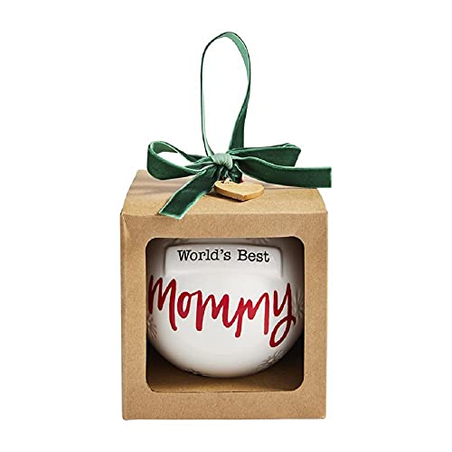 Mud Pie Ceramic Christmas Ball Ornament, Best Mommy, 4.5" x 4"
