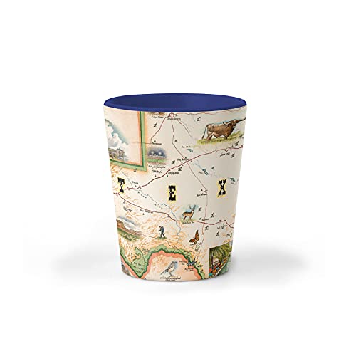 Xplorer Maps Texas State Map Ceramic Shot Glass, BPA-Free - For Office, Home, Gift, Party - Durable and holds 1.5 oz Liquid