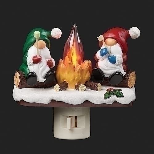 Roman Gnomes by Campfire Nightlight, 4-inch Height, Resin, Room Lighting Decoration