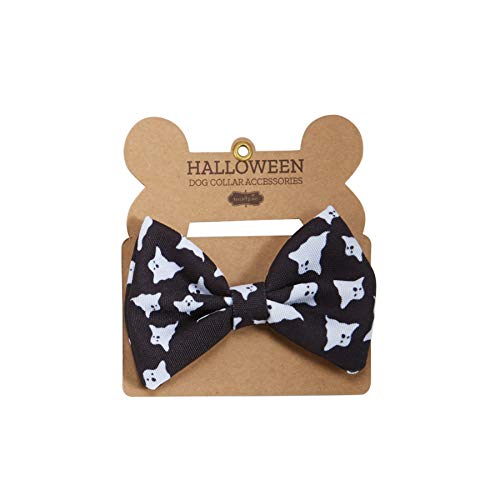 Mud Pie Halloween Black Ghost Dog Bow, 2-inch x 4-inch