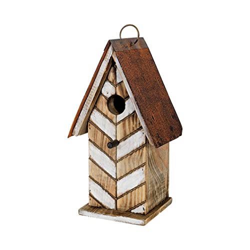 Carson 63843 White Chevron Birdhouse, 11-inch Height