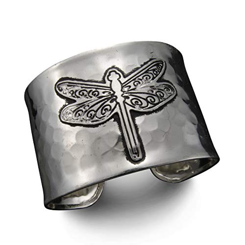 Anju Silver-Plated Dragonfly Wide Cuff Bracelet