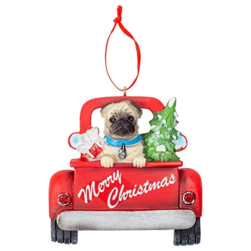 Kurt Adler A1940PU Pug in Back of Truck Ornament for Personalization, 5-inch High, Resin