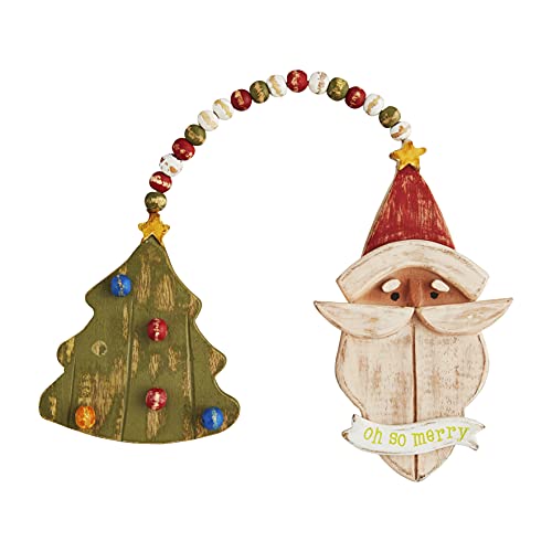Mud Pie Christmas Double Ornament, 3.75" x 19.75", Santa and Tree