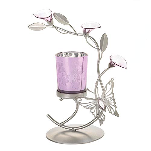 Sigma SLC Gallery of Light 10016360 Pink Butterfly Candleholder, Multicolor