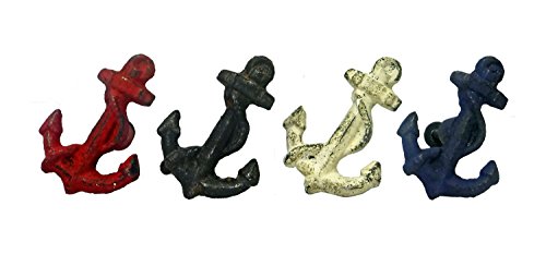 Ganz Nautical Anchor (Distressed) Drawer Pulls/Drawer Knobs for Dresser Drawers, Cabinet Drawers or Kitchen Cabinets (Cast Iron)- Set of 4