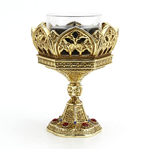 Unicorn Studio Veronese Design Hexagon Cathedral Gold Plated Finish Voltive Candle Holder