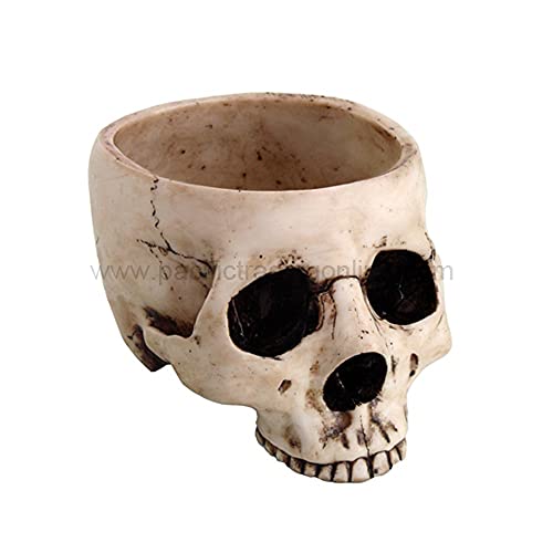 Pacific Trading PTC 6.75 Inch Ceramic Open Skeleton Skull Figurine Medium Bowl, Beige