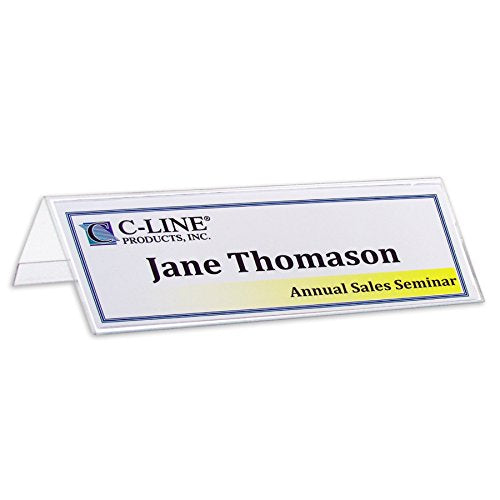 C-Line Plastic Name Tent Holders, 2-1/2 x 8-1/2 Inches, Clear, Pack of 25 (87597)