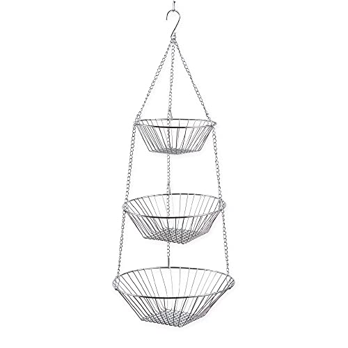 RSVP International 30-by-12-Inch 3-Tier Wire Hanging  Basket, Chrome