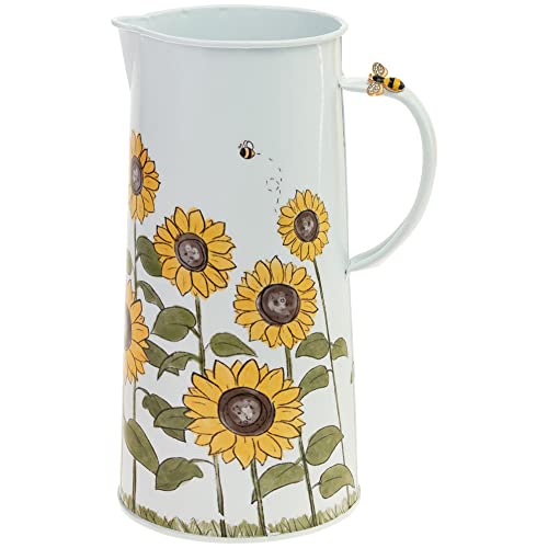 Boston International Metal Farmhouse Decorative Pitcher, 8.75" Tall, Sunflower