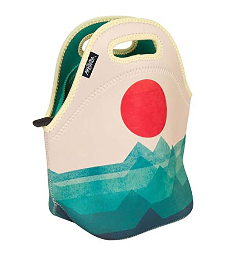 ARTOVIDA Artists Collective Insulated Neoprene Lunch Bag | Washable Soft Lunch Tote for School and Work - Design By Budi Satria Kwan (Indonesia) "The wave, the Sea & the Ocean" - Classic