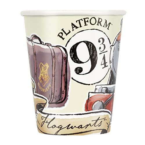 Unique Industries Unique 23566 Paper Cups-266 ml- Harry Potter Party-Pack of 8, Multicolour