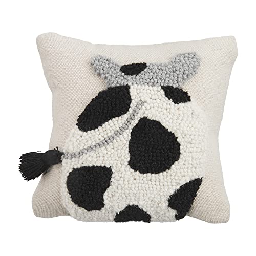 Mud Pie, Cow, Mini Farm Hook Pillow, 8" x 8"