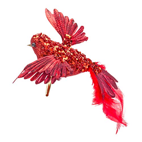 Melrose 83242 Bird Clip Ornament, 8-inch Length, Polyester and Feather