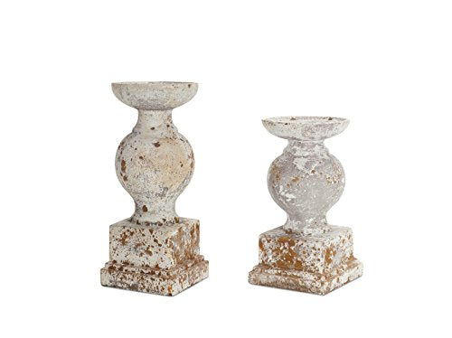 Melrose 70507 Candleholders, Set of 2, Cement