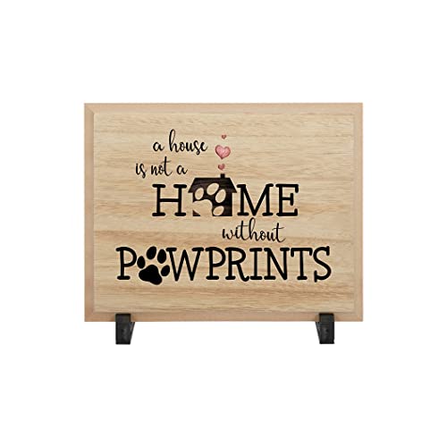Carson Home Table Decor Plaque, 9-inch Length, Wood (Pawprints)