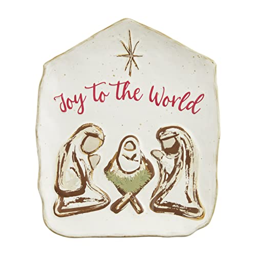 Mud Pie Stoneware Christmas Nativity Serving Platter, 12-inch