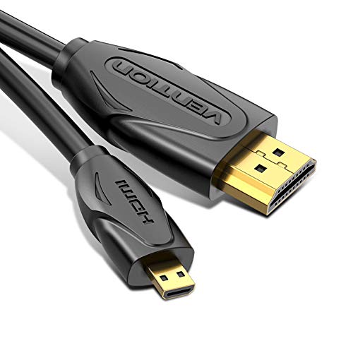 Micro HDMI Cable 3FT, VENTION Micro HDMI to HDMI Cable Adapter(Male to Male) Support 3D Full HD 1080P Ethernet Audio Return for Go Pro Hero,Tablet,Camera(3ft/1m)