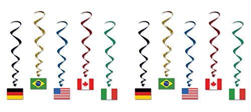 Beistle International Flag Whirls 10 Piece, Multicolored