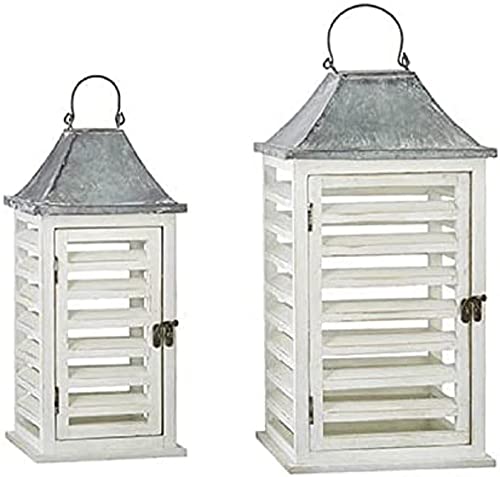 RAZ Imports Al Fresco 17.75" Shutter Lantern, Set of 2