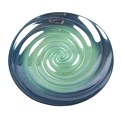 A&B Home Blue Green Charger Plate - Circular Glass Charger Plate, Dining Table D‚Äö√†√∂¬¨¬©cor, Decorative Dining Table Centerpiece for Wedding, 17" x 17" x 3"