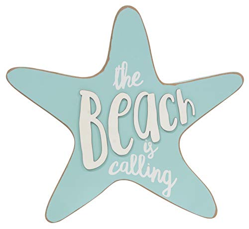 CWI Col House Designs 35308 The Beach is Calling Wooden Starfish Sign - Nautical Decor - Beach Decorations for Home - Beach Gifts