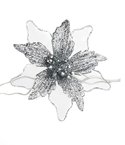 Giftcraft 683259 Christmas Poinsettia Clip on Ornament, 7-inch Length, Plastic and Iron